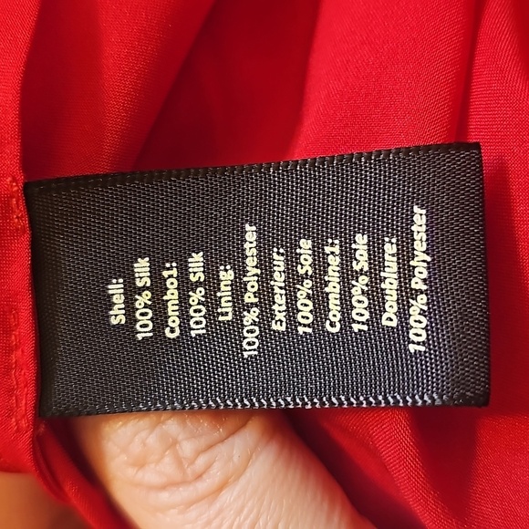 Elizabeth and James smocked waist  red silk dress S - Picture 14 of 15